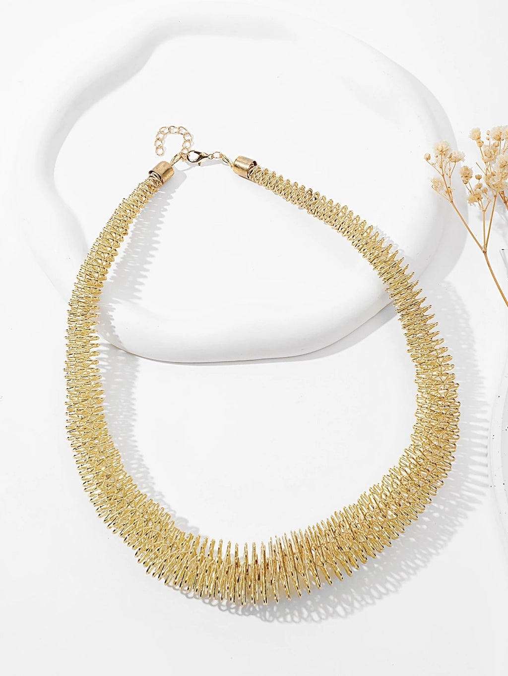 Damen Gold Edelstahl Breit Geflochtenes Mesh Kette Choker Party Halskette | Shop Nory
