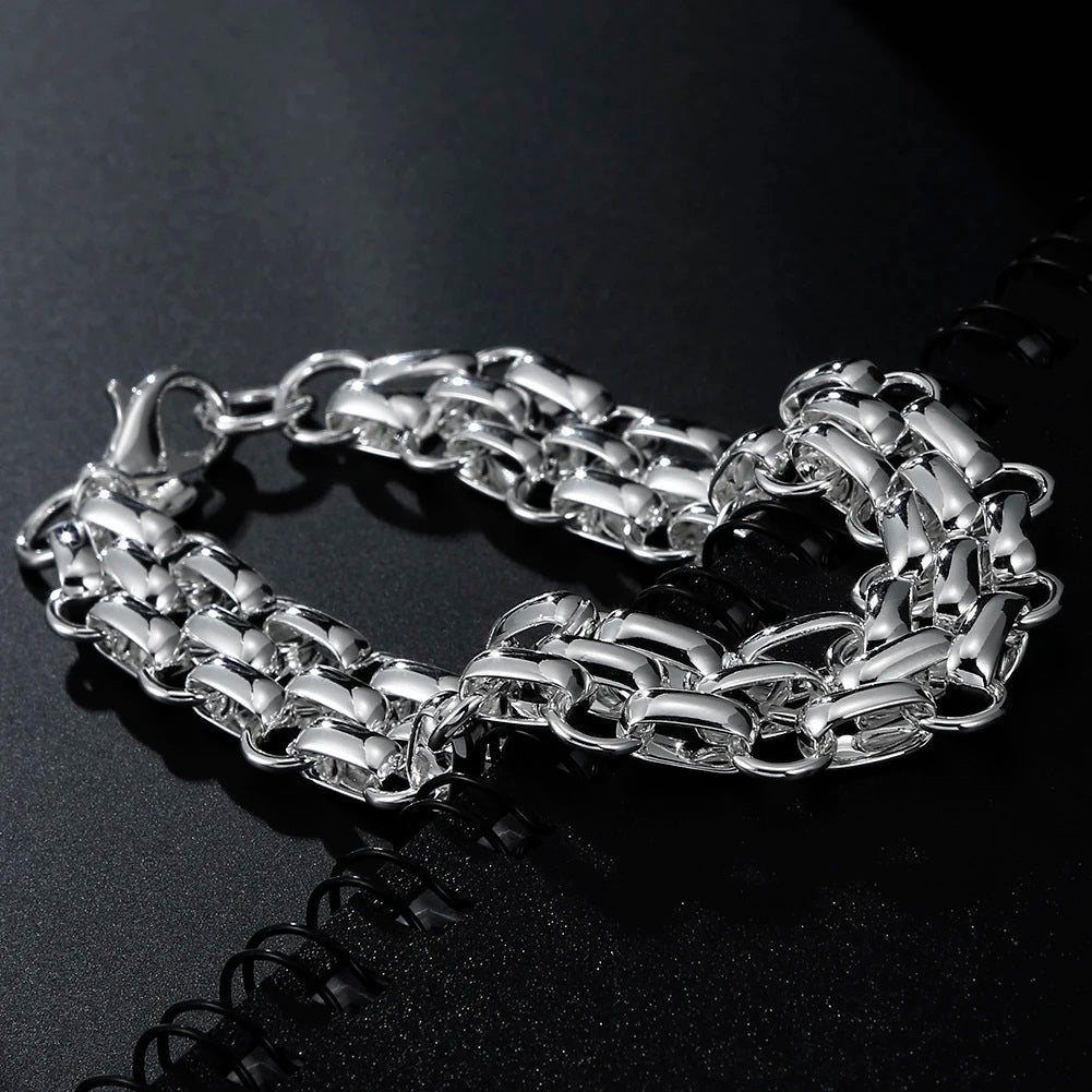 Damen 925 Sterling Silber Verflochtene Kreis Dicke Handkette Damen Armband | Shop Nory