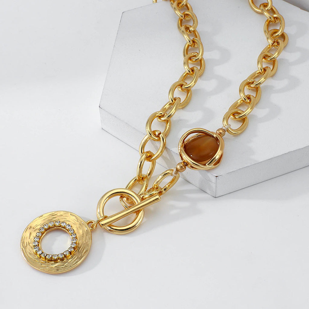 Damen Gold Smoky Edelstein Chunky Runde Glieder Choker Halskette | Shop Nory