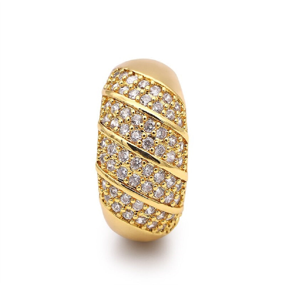 Damen 18k vergoldet 4 Reihen Kubikzirkonia Dicke Band Solide Ring | Shop Nory