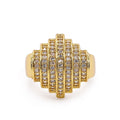 Damen 18k Goldplattierter Geometrischer 7-Lagiger Reihen Bandring | Shop Nory
