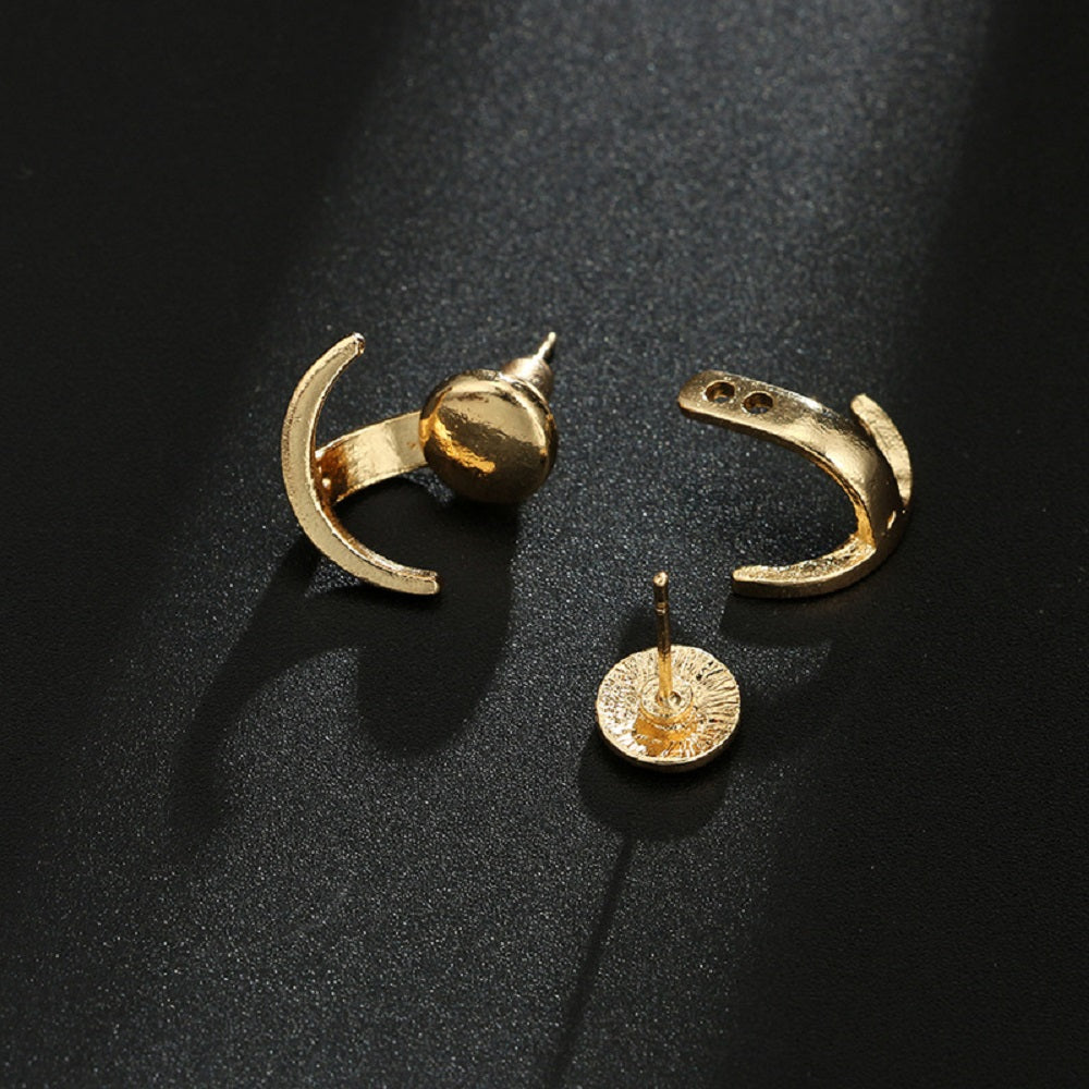 Damen Geometrische Mond Doppelseitige Runde Ohrstecker | Shop Nory