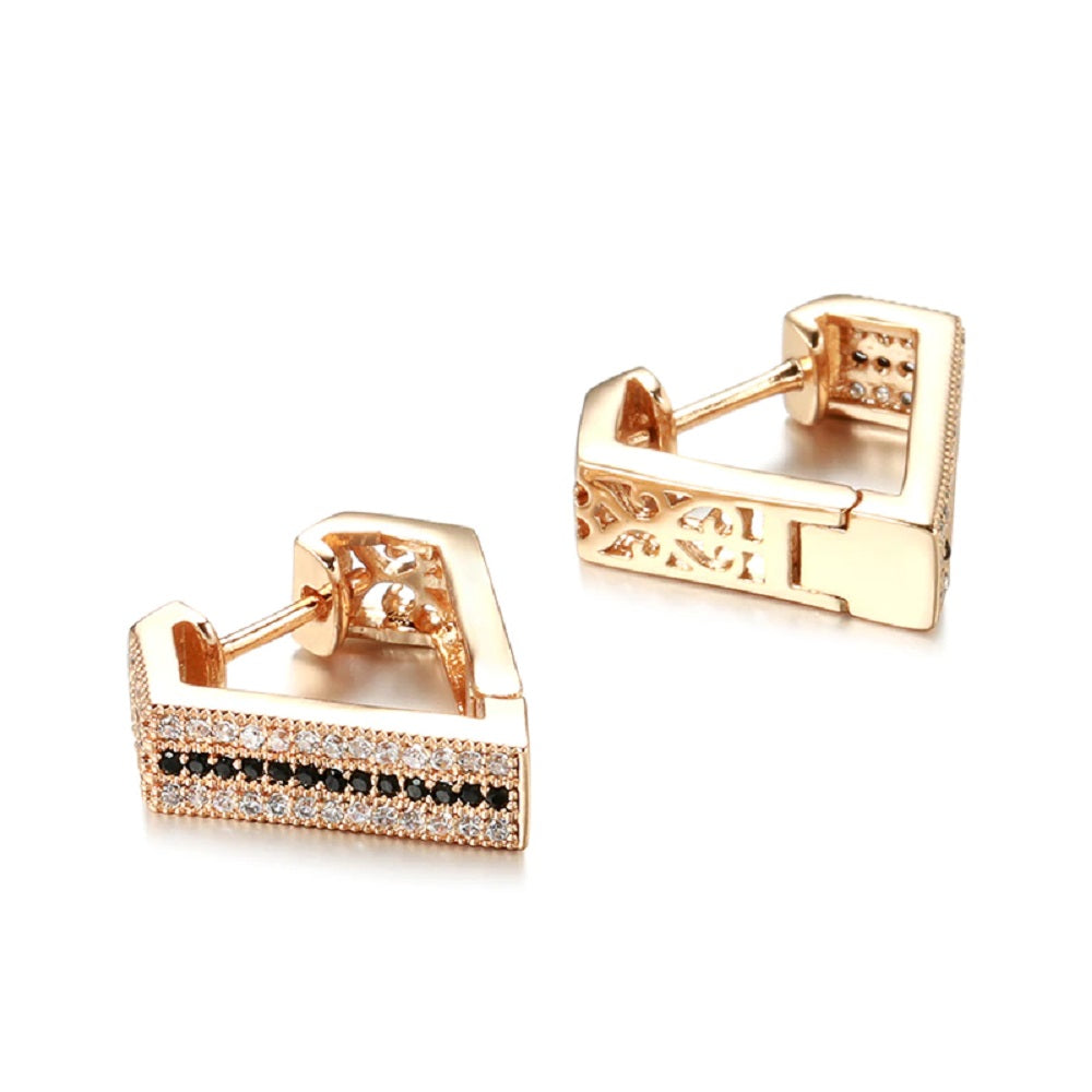 Damen Roségold Dreieck Eingelassene Kristalle Ohrringe | Shop Nory