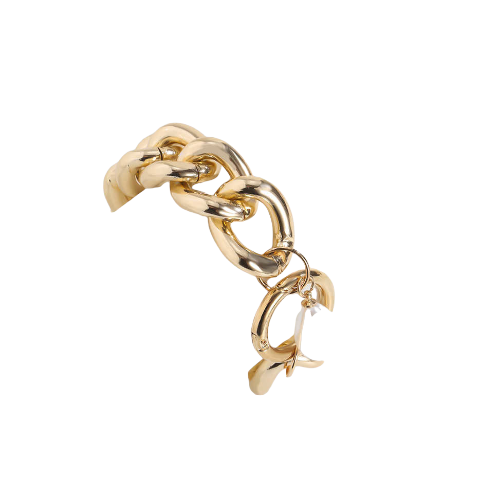 Damen Gold Chunky Runde Glieder Perlen Münze Charms Toggleverschluss Handkette Armbänder | Shop Nory