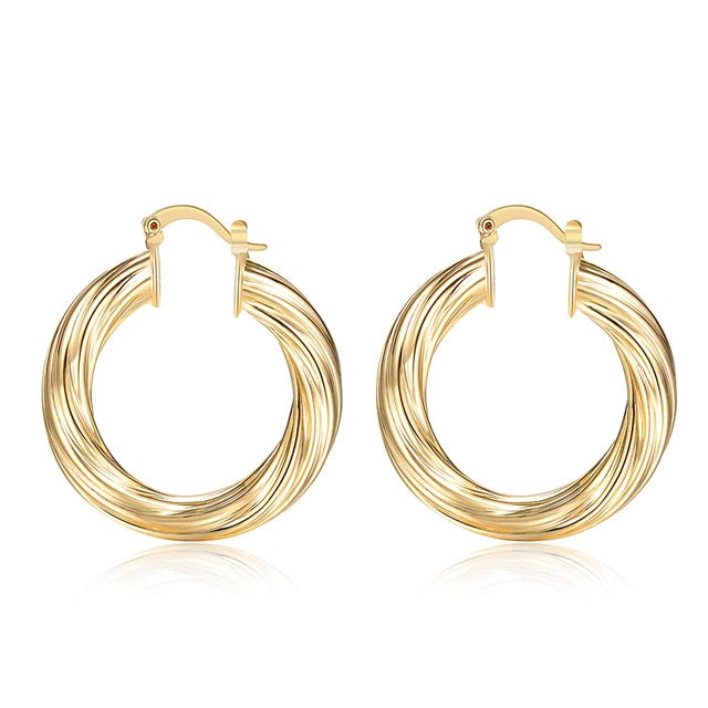 Damen Twirl 18k Vergoldete Mittelgroße Runde Dicke Creolen | Shop Nory