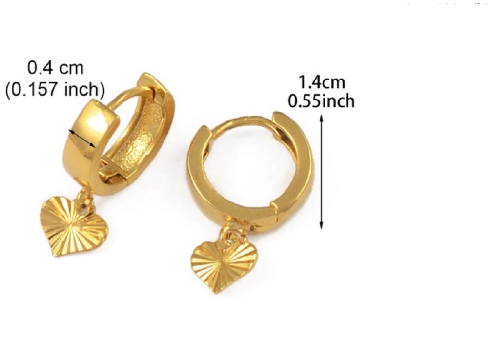 Gold Plated Kleine Dicke Creole Hängende Herz Stern Ausgeschnitten Ohrringe | Shop Nory
