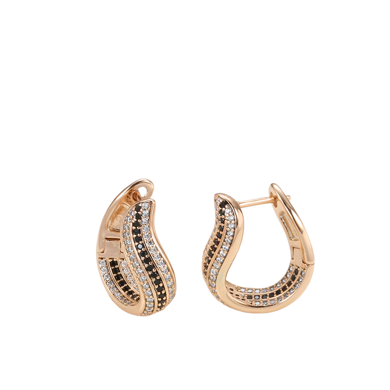 Damen Rose Gold Lockige U-Form Natürliche Kristallohrringe | Shop Nory