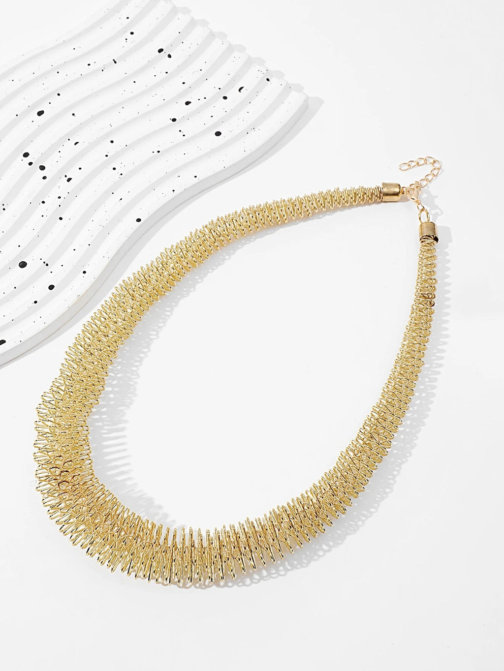 Damen Gold Edelstahl Breit Geflochtenes Mesh Kette Choker Party Halskette | Shop Nory
