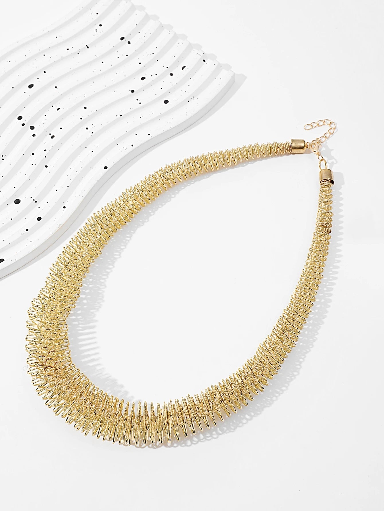 Damen Gold Edelstahl Breit Geflochtenes Mesh Kette Choker Party Halskette | Shop Nory
