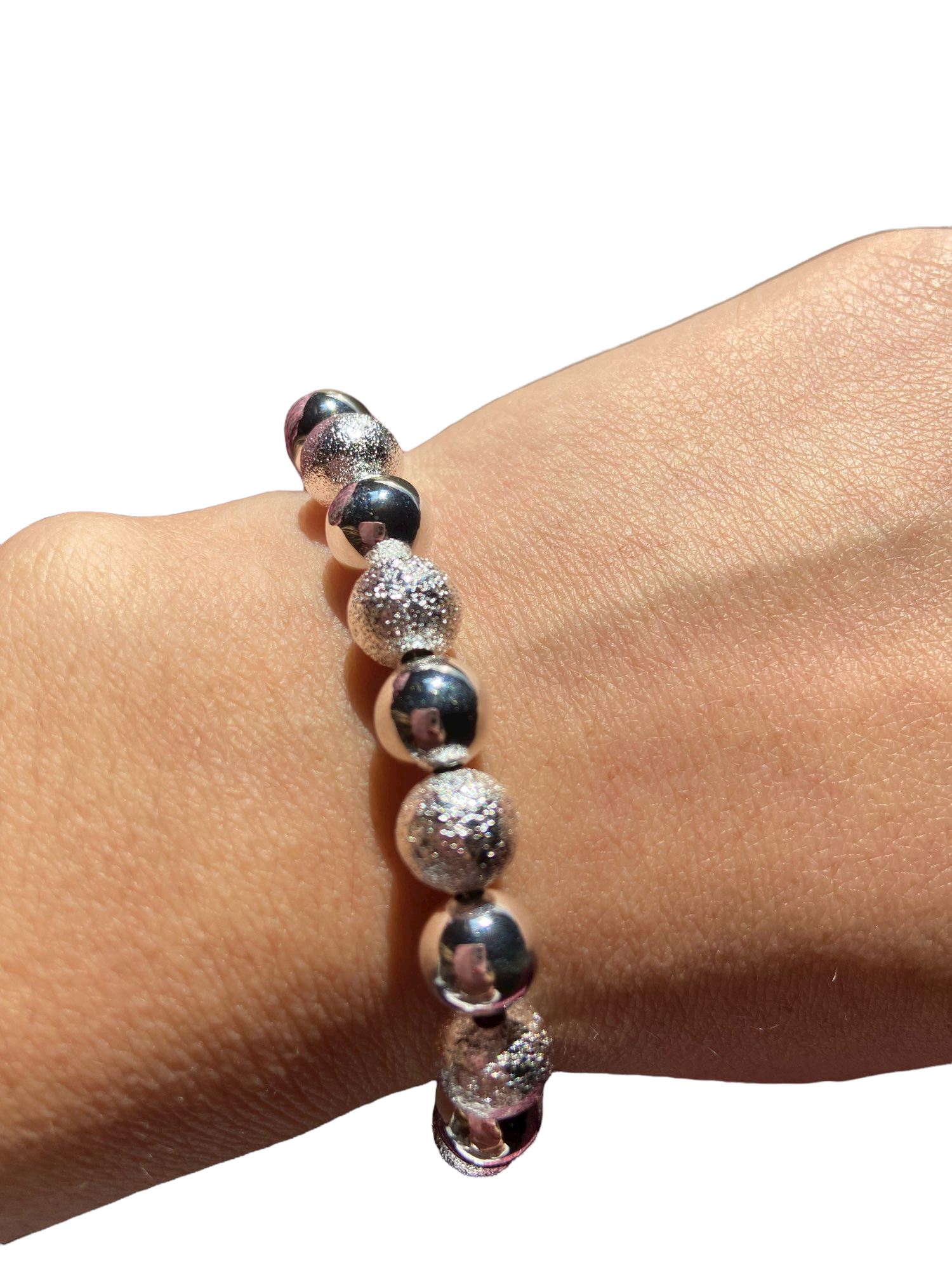 Damen 925 Sterling Silber Glatt Matt 8mm Ball Perlen Armband | Shop Nory