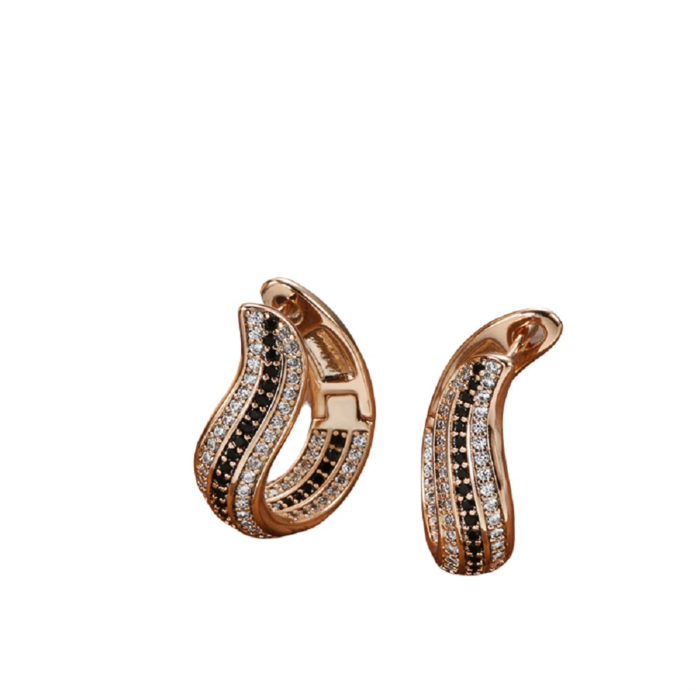 Damen Rose Gold Lockige U-Form Natürliche Kristallohrringe | Shop Nory
