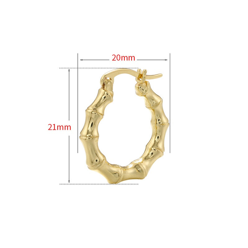 Damen Mädchen vergoldete Bambusgelenk Huggie kleine Ohrringe | Shop Nory