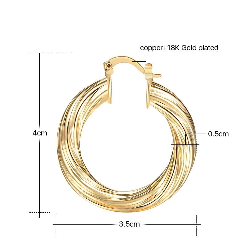 Damen Twirl 18k Vergoldete Mittelgroße Runde Dicke Creolen | Shop Nory