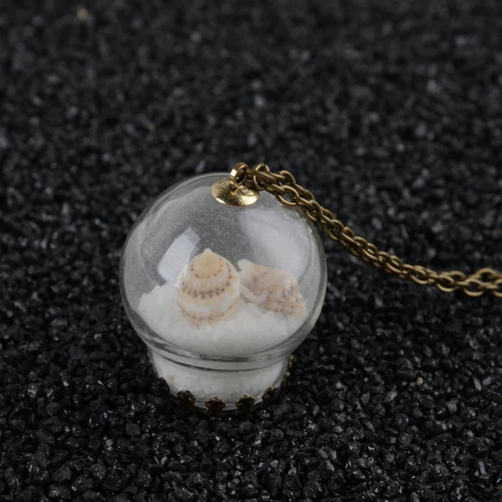 Star Shell GoodLuck Wunsch Mini Orb Flasche Anhänger & Bronze Kette Halskette | Shop Nory