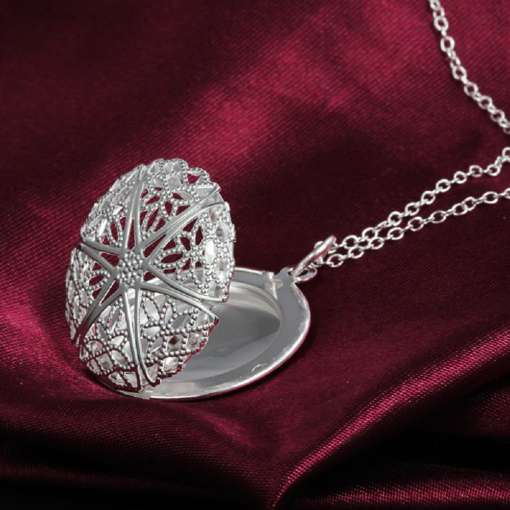 925 Sterling Silver Rund Parfümspender Foto Medaillon Anhänger & Kette | Shop Nory
