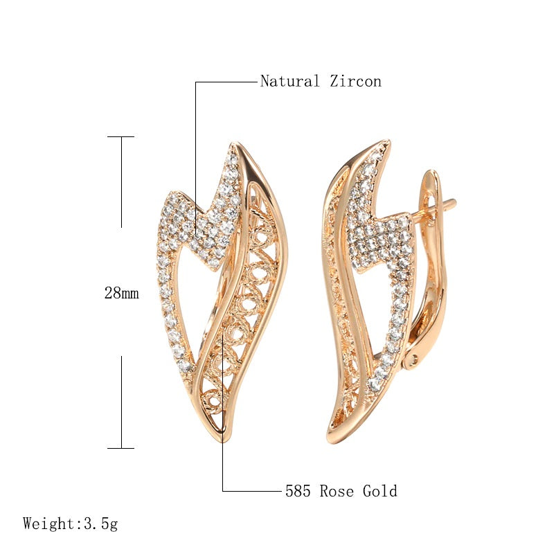 Damen Rose Gold Wavy Natural CZ Kristalle Ohrringe | Shop Nory