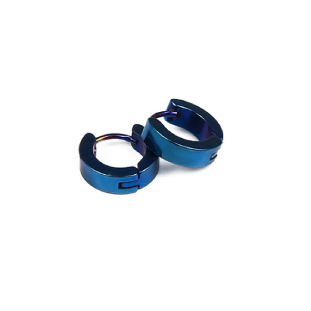 Blaue glatte Titanstahl anti-allergische kleine Creolen | Shop Nory