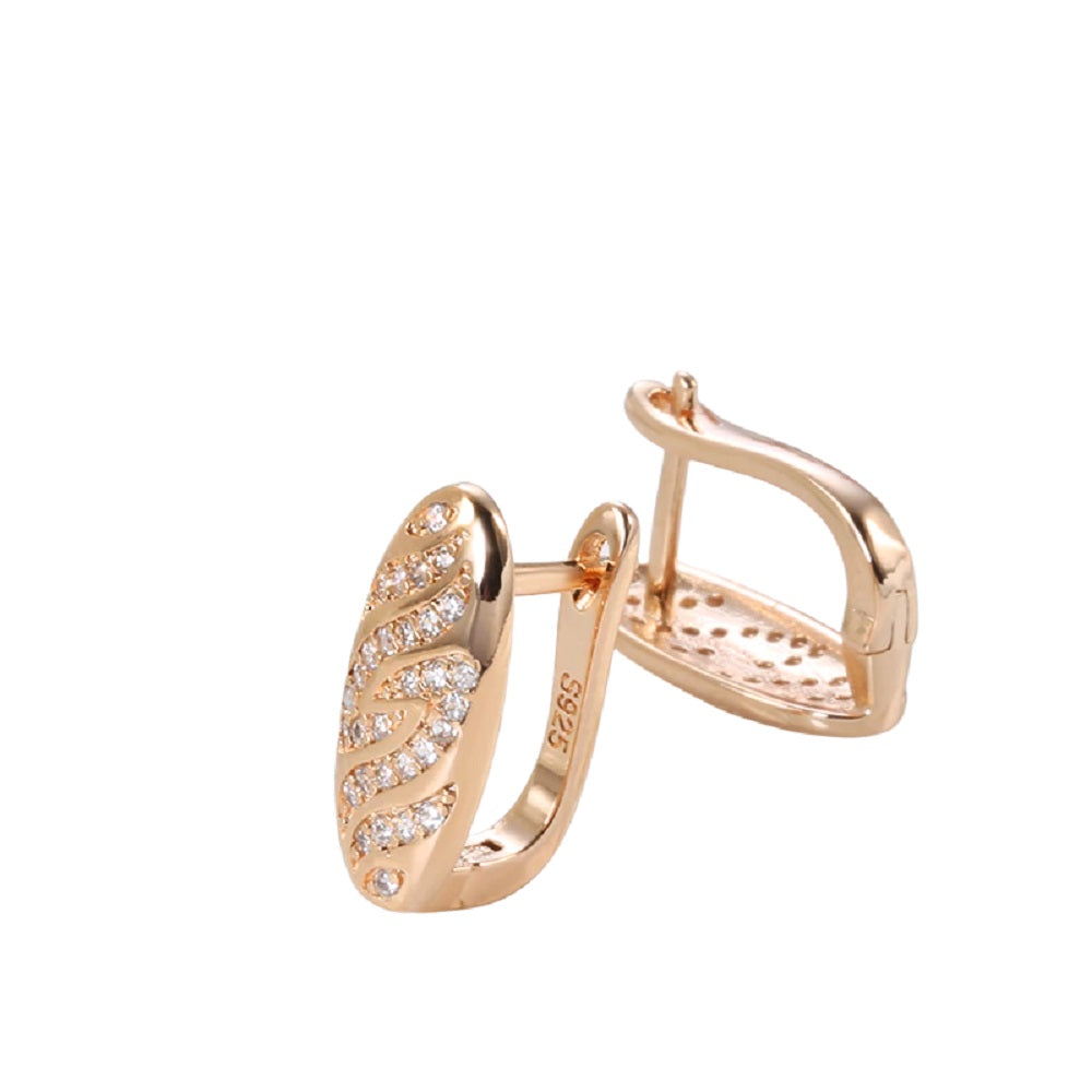 Damen Rosegold Oblang Wellig Natürliche Zirkon Ohrringe | Shop Nory