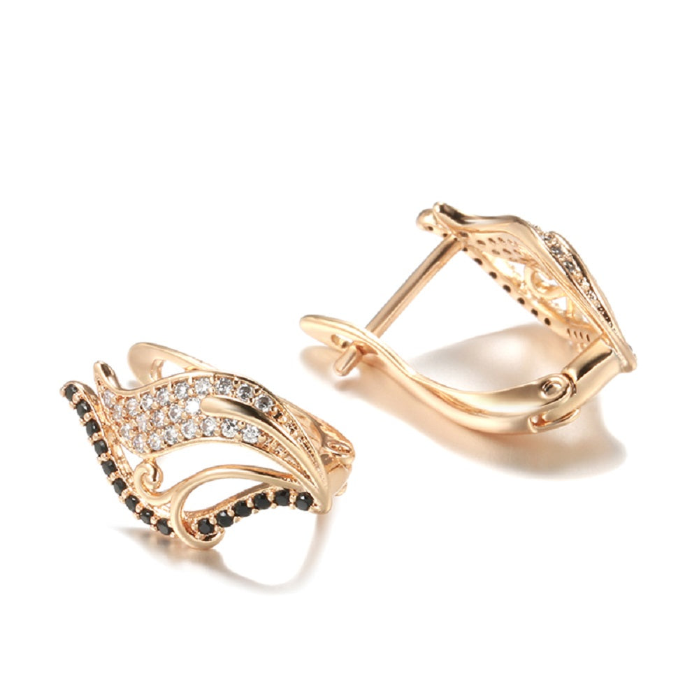 Damen Roségold Lockenblattform natürliche Kristallohrringe | Shop Nory