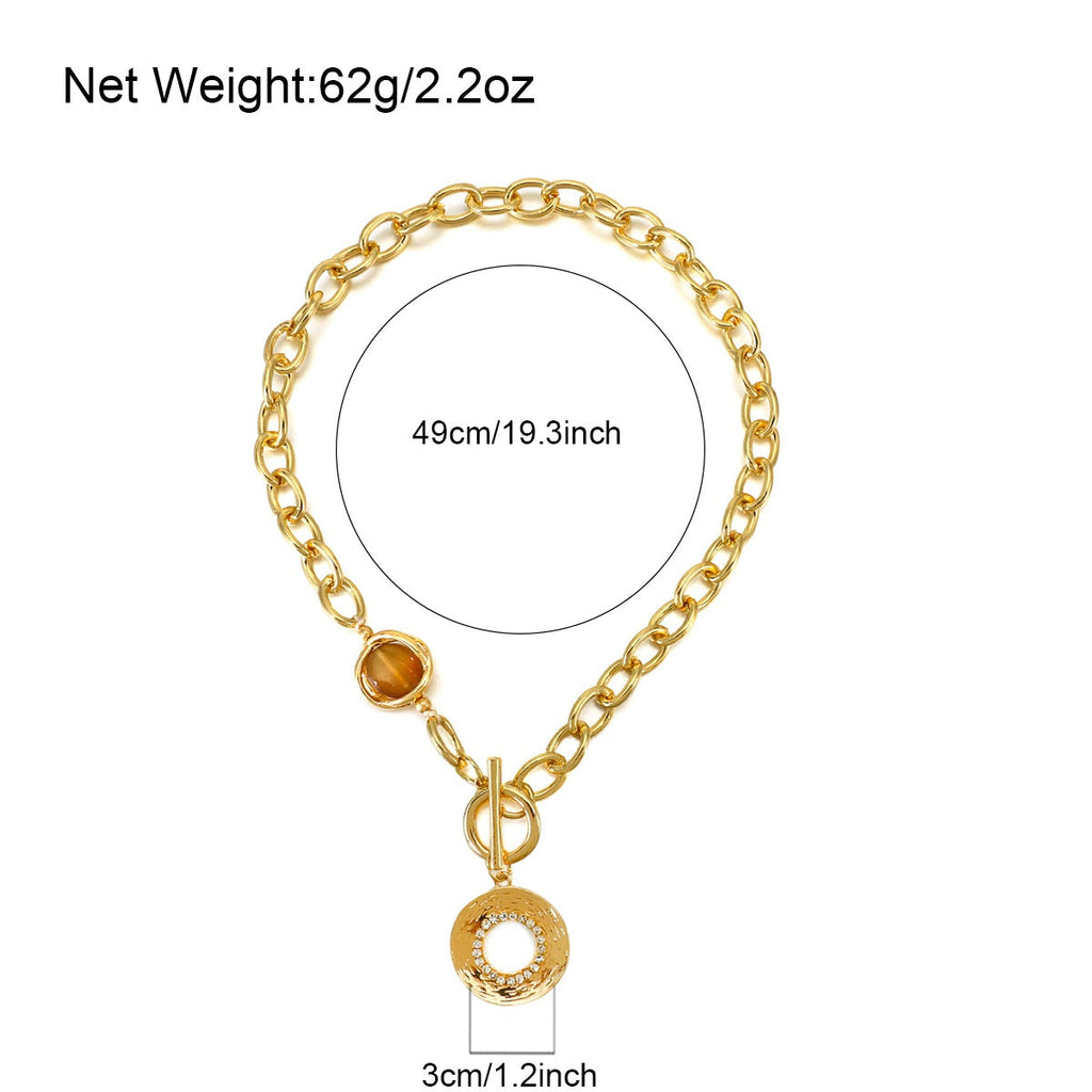 Damen Gold Smoky Edelstein Chunky Runde Glieder Choker Halskette | Shop Nory