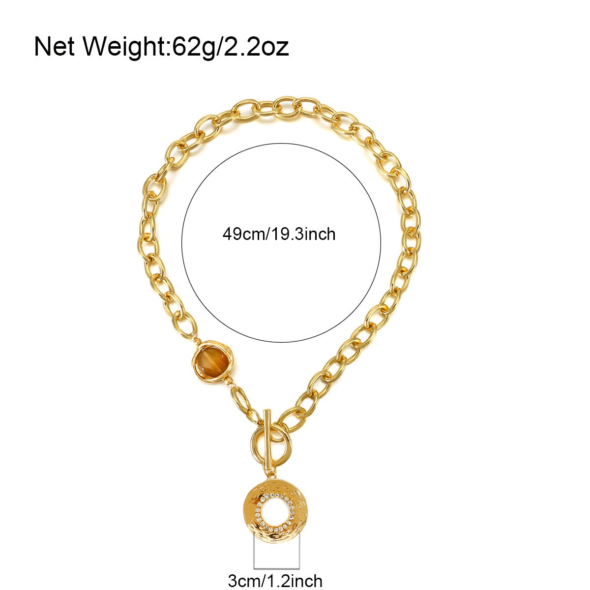 Damen Gold Smoky Edelstein Chunky Runde Glieder Choker Halskette | Shop Nory