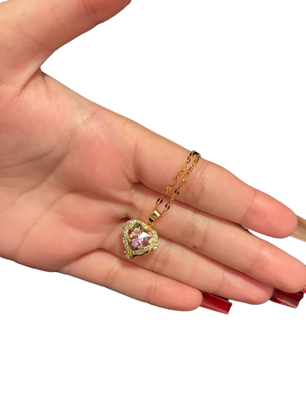 Luxus Gold Zirkon Kristall Ozean Herz Anhänger & Kettenhalskette | Shop Nory