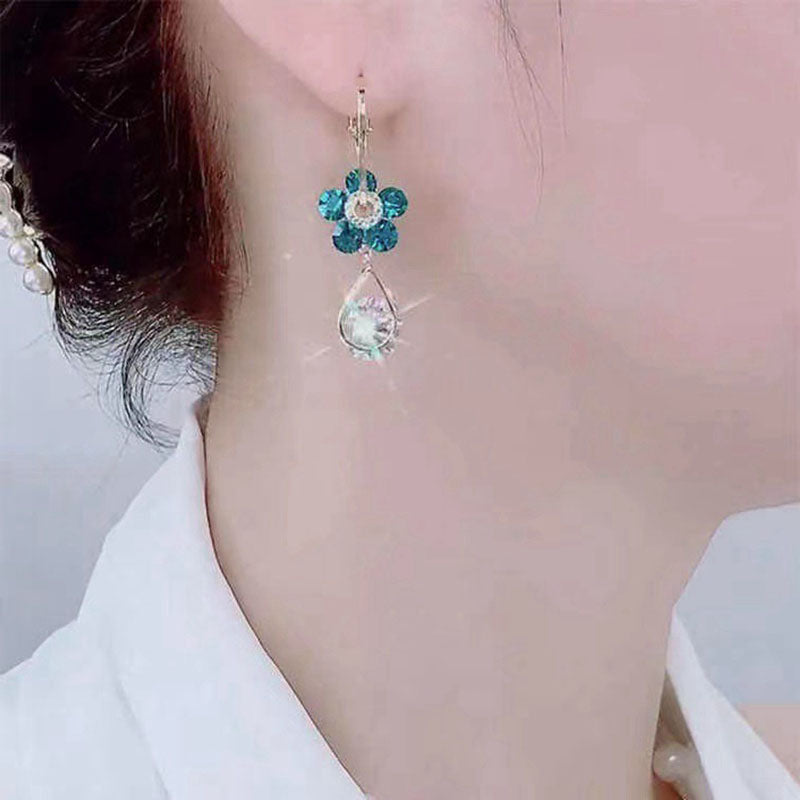 Damen Lila Blau Kristall Blume Wasserfall Ohrringe | Shop Nory