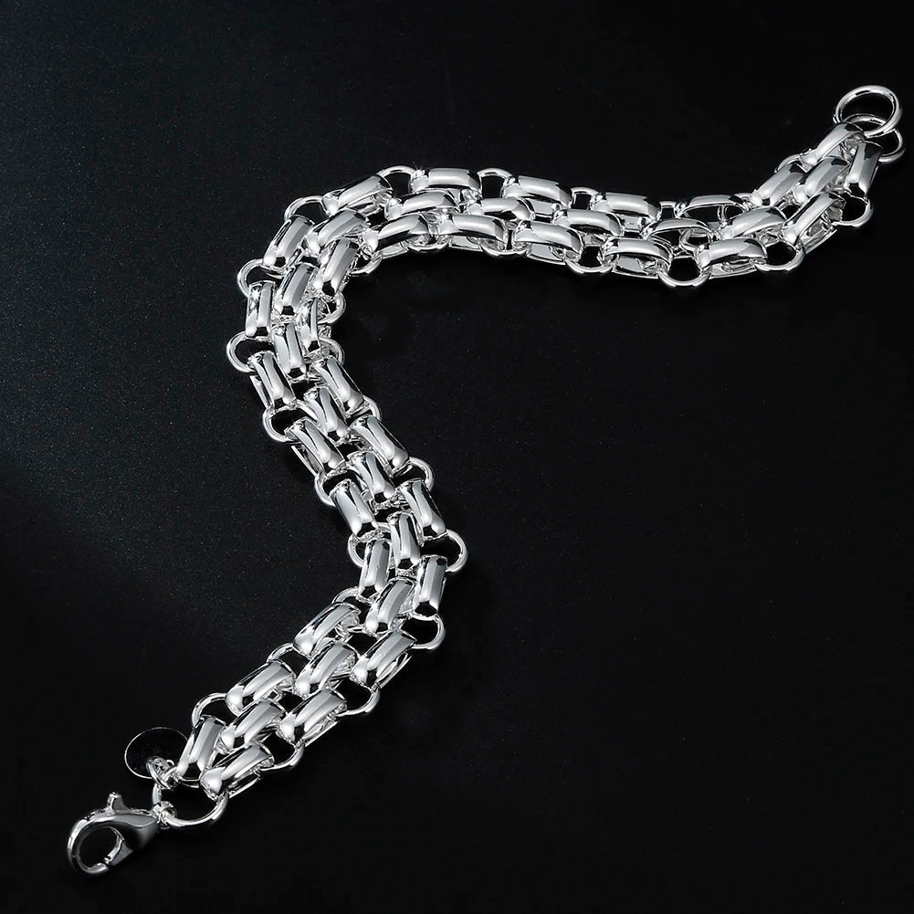 Damen 925 Sterling Silber Verflochtene Kreis Dicke Handkette Damen Armband | Shop Nory