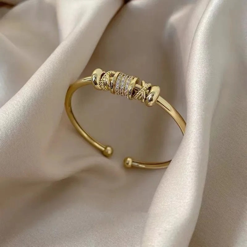 Damen goldplattierte Zirkonsteine Rhodium verstellbare Armreif | Shop Nory