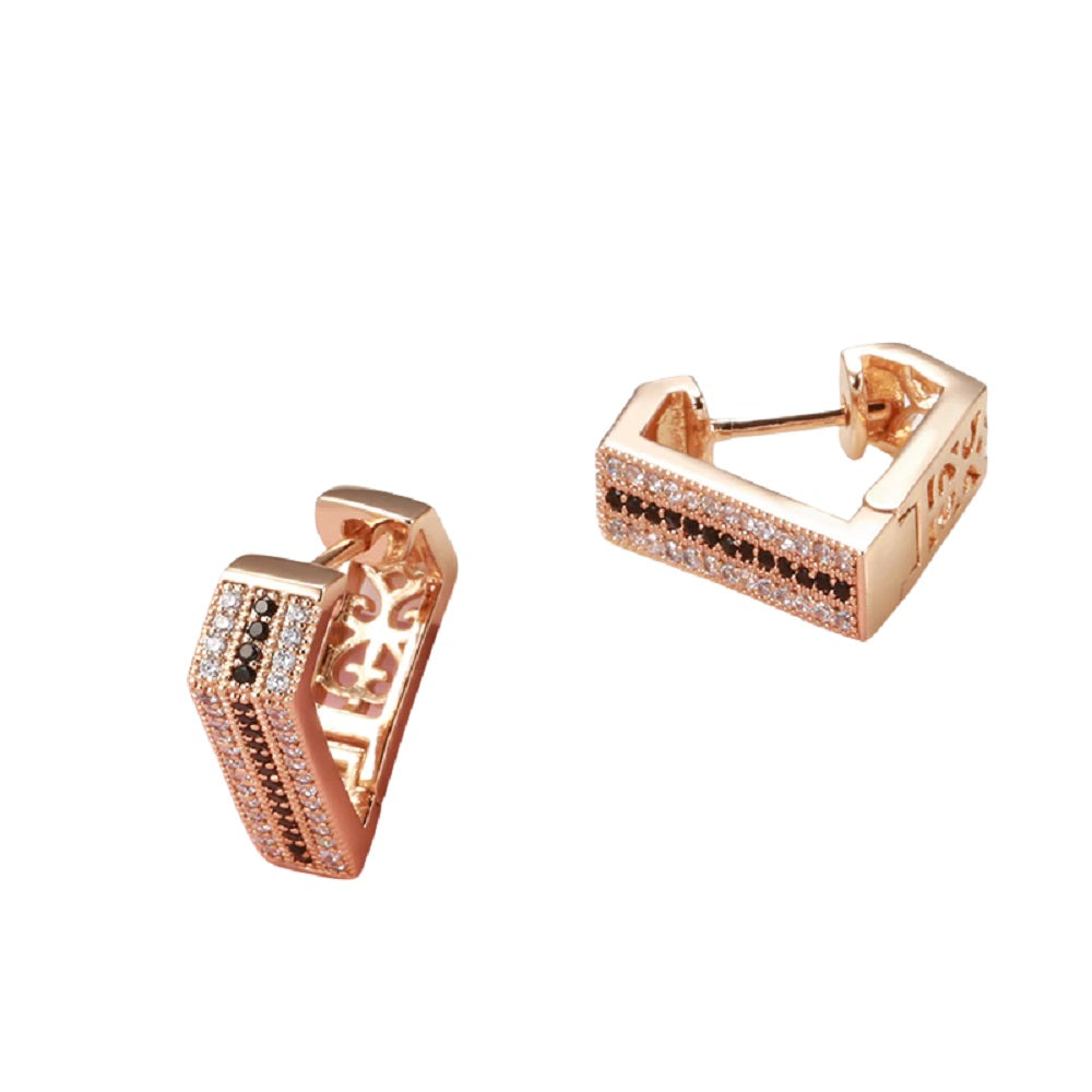 Damen Roségold Dreieck Eingelassene Kristalle Ohrringe | Shop Nory