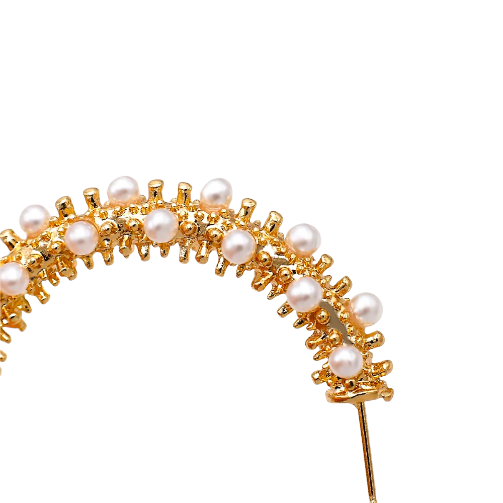Damen Gold Runde Chunky Perle Einlage Geometrische C Form Stud Ohrringe | Shop Nory