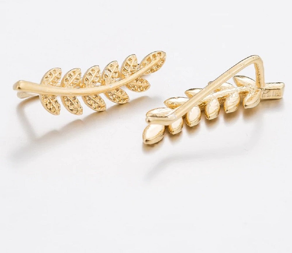 Gold Leaf Crawlers Ohr Kletterer Statement Stud Cuff Paar Ohrringe | Shop Nory