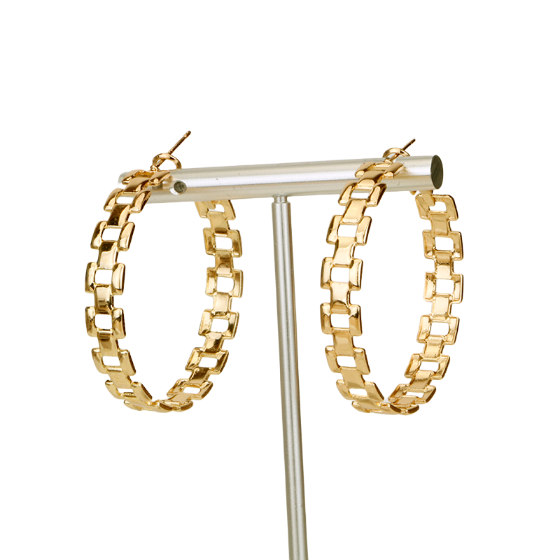 Damen Gold Mittel Rund Hohl ausgeschnitten Klassische Creolen Ohrringe mit Hebelverschluss | Shop Nory