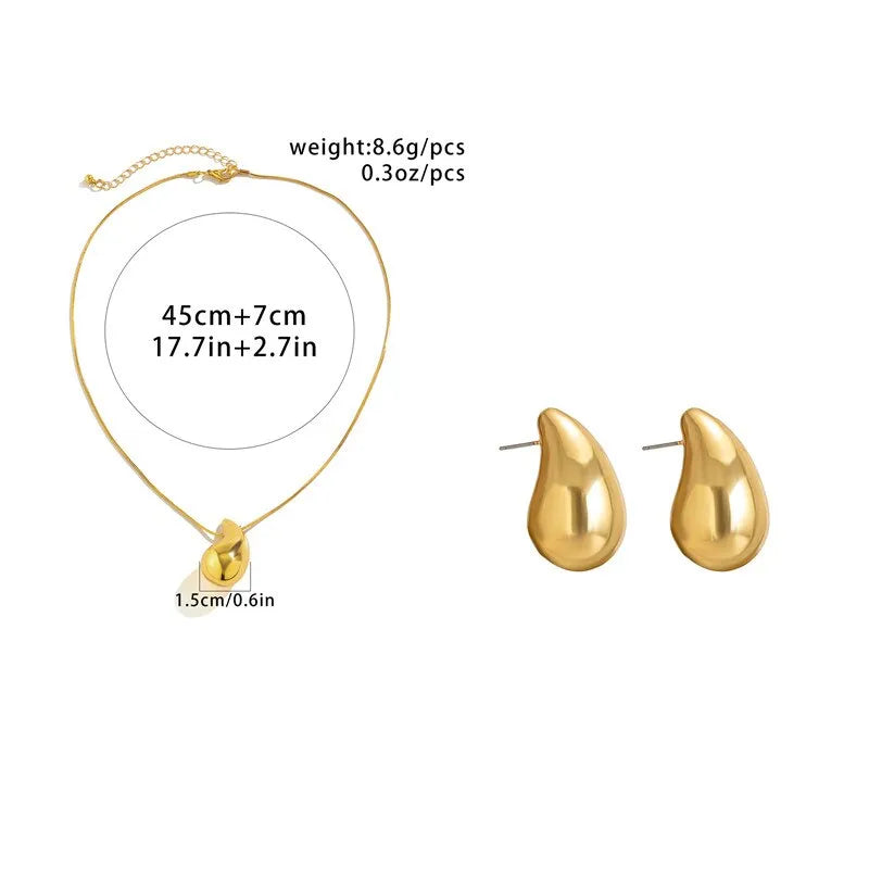Damen Goldbeschichtete Schlangenketten Erbsenanhänger & Ohrringe Set | Shop Nory