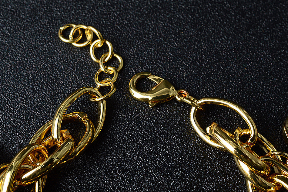 Damen Gold Chunky Runde Glieder Elefant & Lebensbaum Charms Handkette Armbänder | Shop Nory