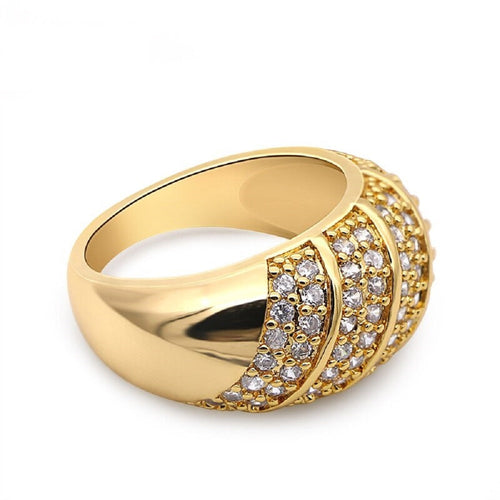 Damen 18k vergoldet 4 Reihen Kubikzirkonia Dicke Band Solide Ring | Shop Nory