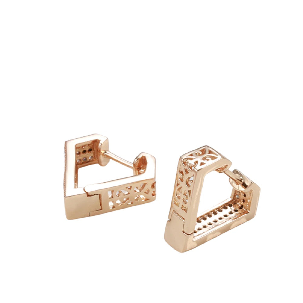 Damen Roségold Dreieck Eingelassene Kristalle Ohrringe | Shop Nory