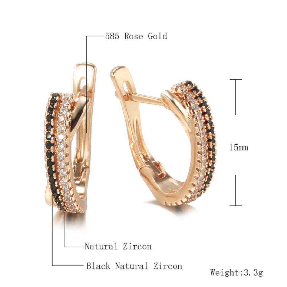 Damen Rose Gold U Form Kristalle Einlage Natürliche Schwarz Weiß Zirkon Clip Ohrringe | Shop Nory