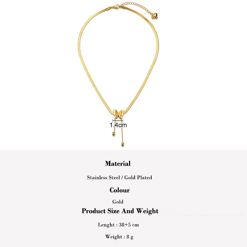 Damen Schmetterling Gold Edelstahl Ketten Snake Chains Choker Halskette | Shop Nory