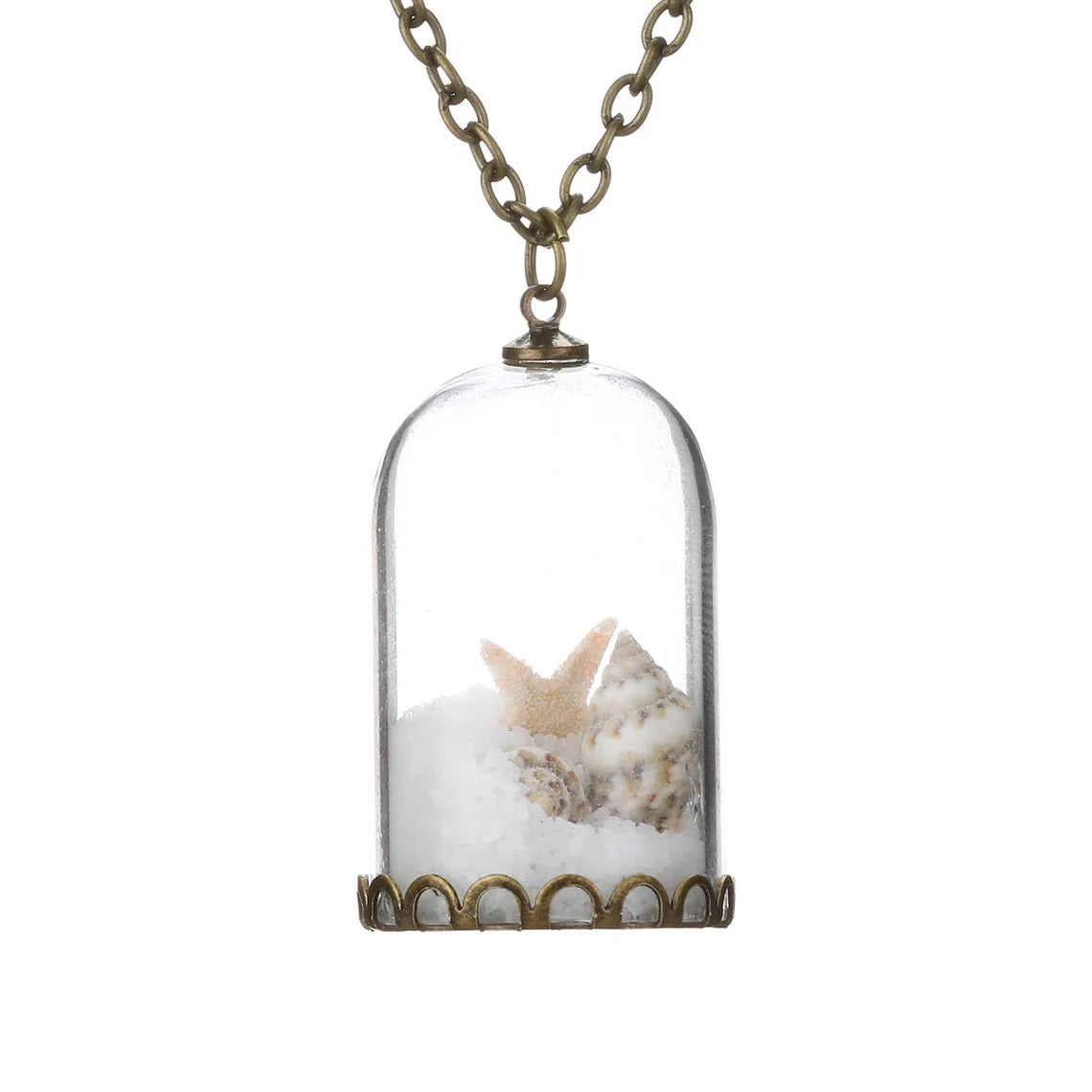 Sternenschalen & Salz Wunsch Miniatur Tube Flasche Anhänger Bronze Kette Halskette | Shop Nory