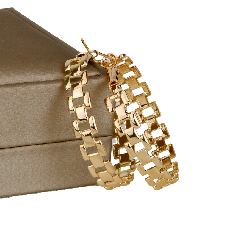 Damen Gold Mittel Rund Hohl ausgeschnitten Klassische Creolen Ohrringe mit Hebelverschluss | Shop Nory