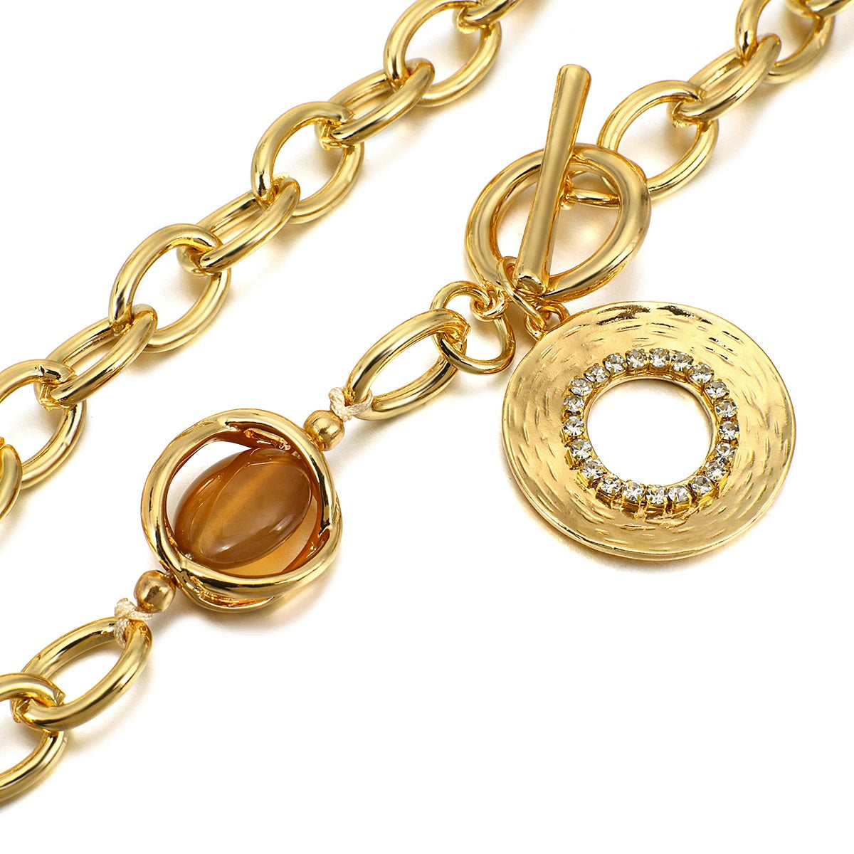 Damen Gold Smoky Edelstein Chunky Runde Glieder Choker Halskette | Shop Nory