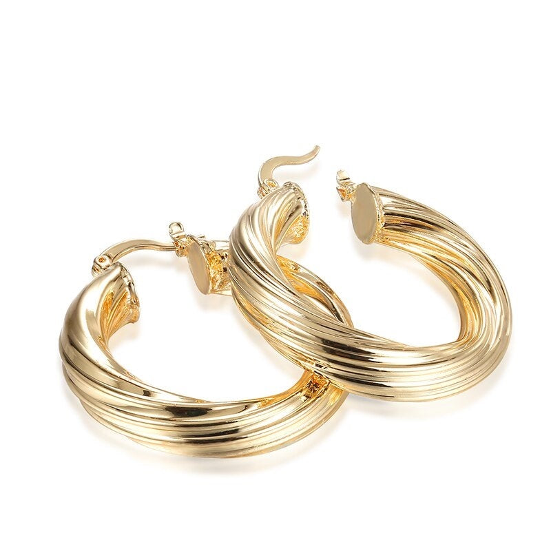 Damen Twirl 18k Vergoldete Mittelgroße Runde Dicke Creolen | Shop Nory