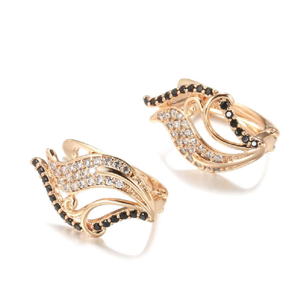 Damen Roségold Lockenblattform natürliche Kristallohrringe | Shop Nory