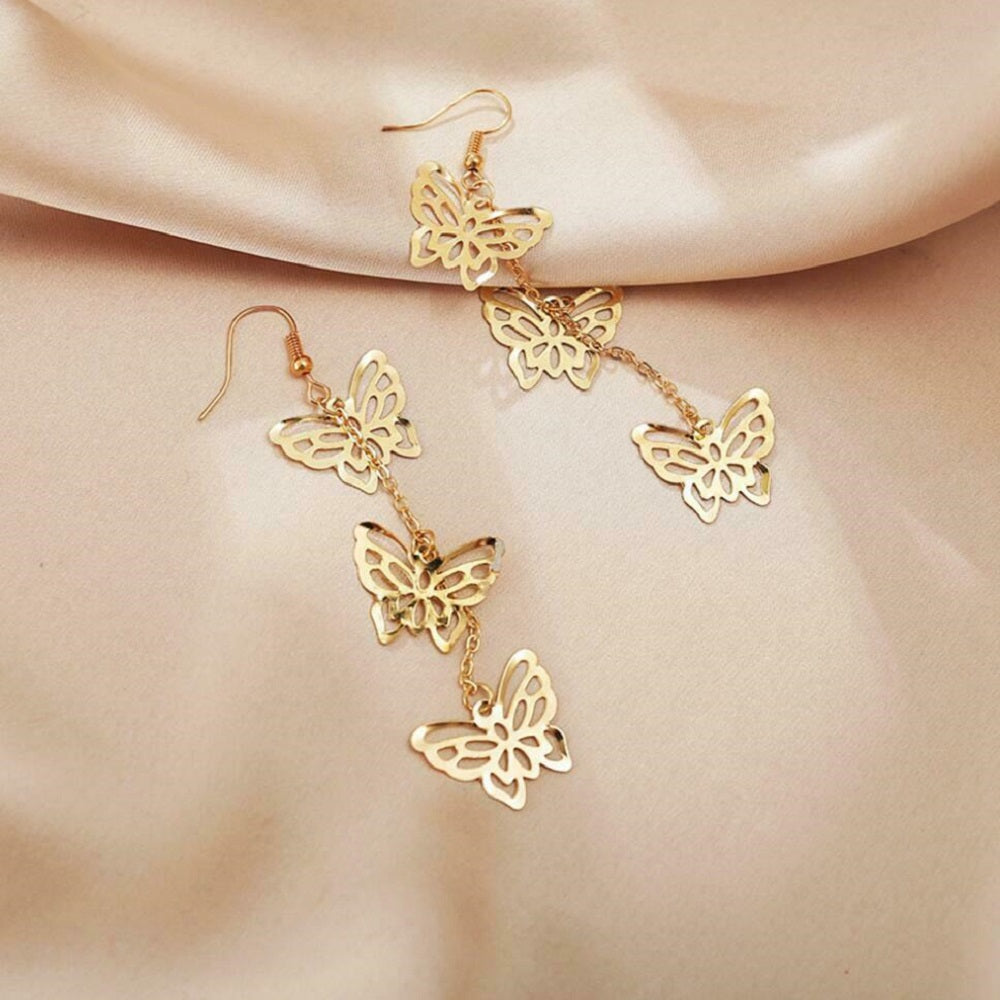 Goldene Schmetterling Geschichtete Haken Ohrringe | Shop Nory