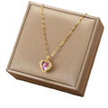 Luxus Gold Zirkon Kristall Ozean Herz Anhänger & Kettenhalskette | Shop Nory