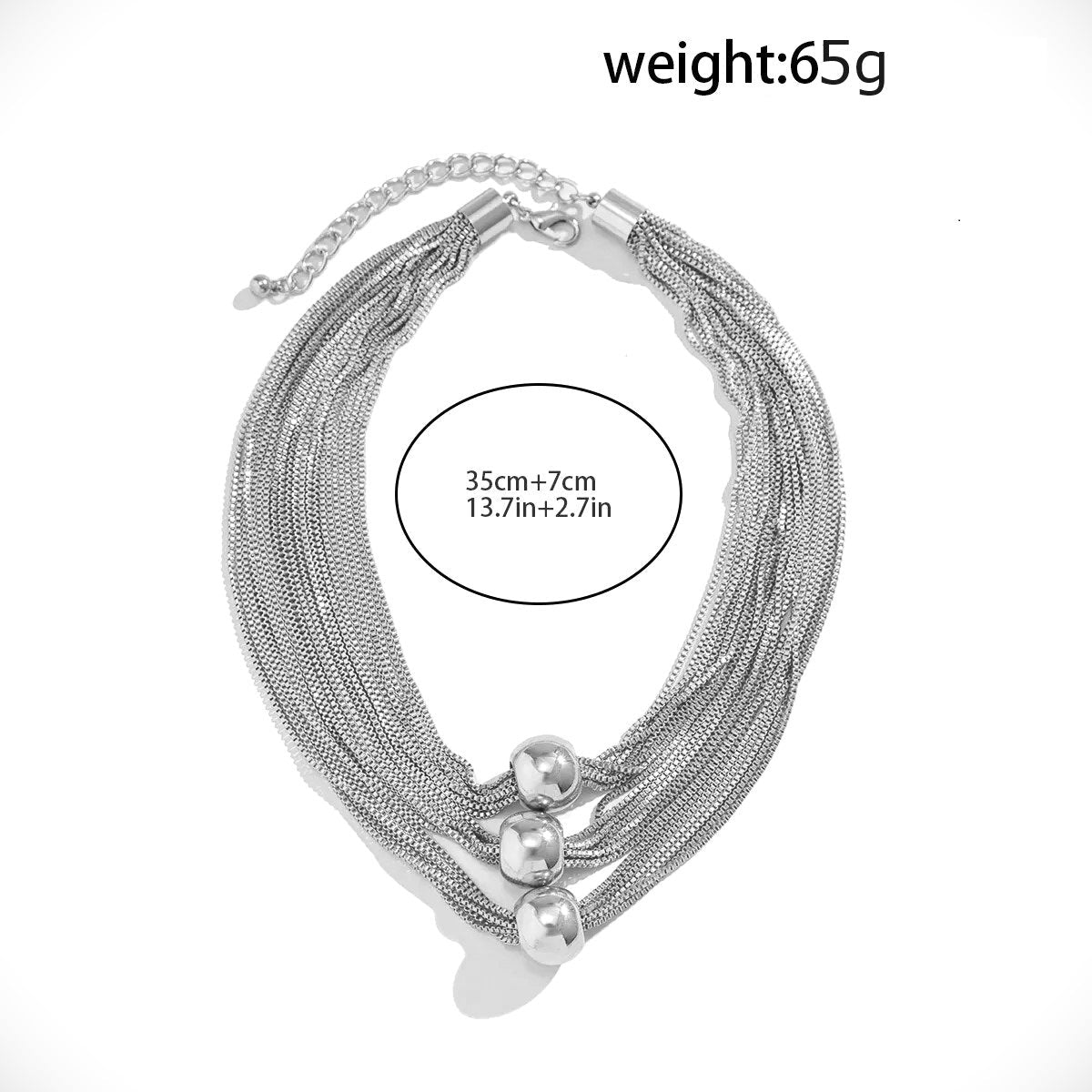 Damen Silber Runde Perlen Choker 3Tier Mehrlagige Party Halskette | Shop Nory