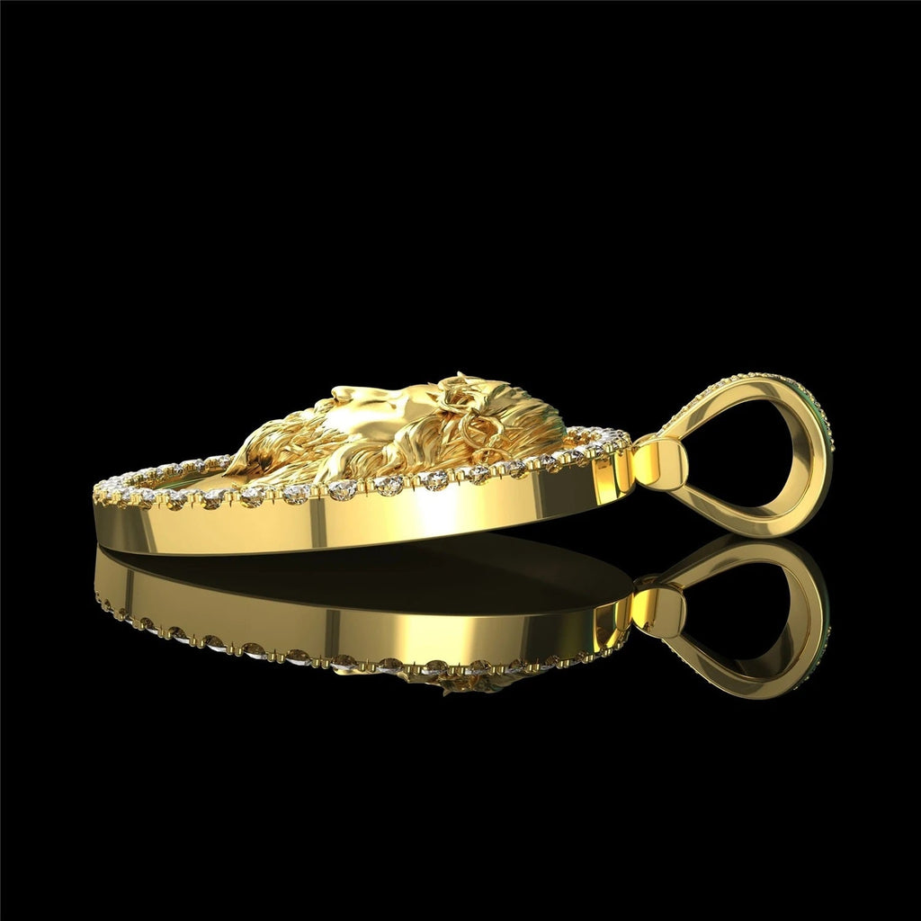 Herren Big 18K vergoldete runde Kristalle Jesus Kopf Anhänger Halskette | Shop Nory