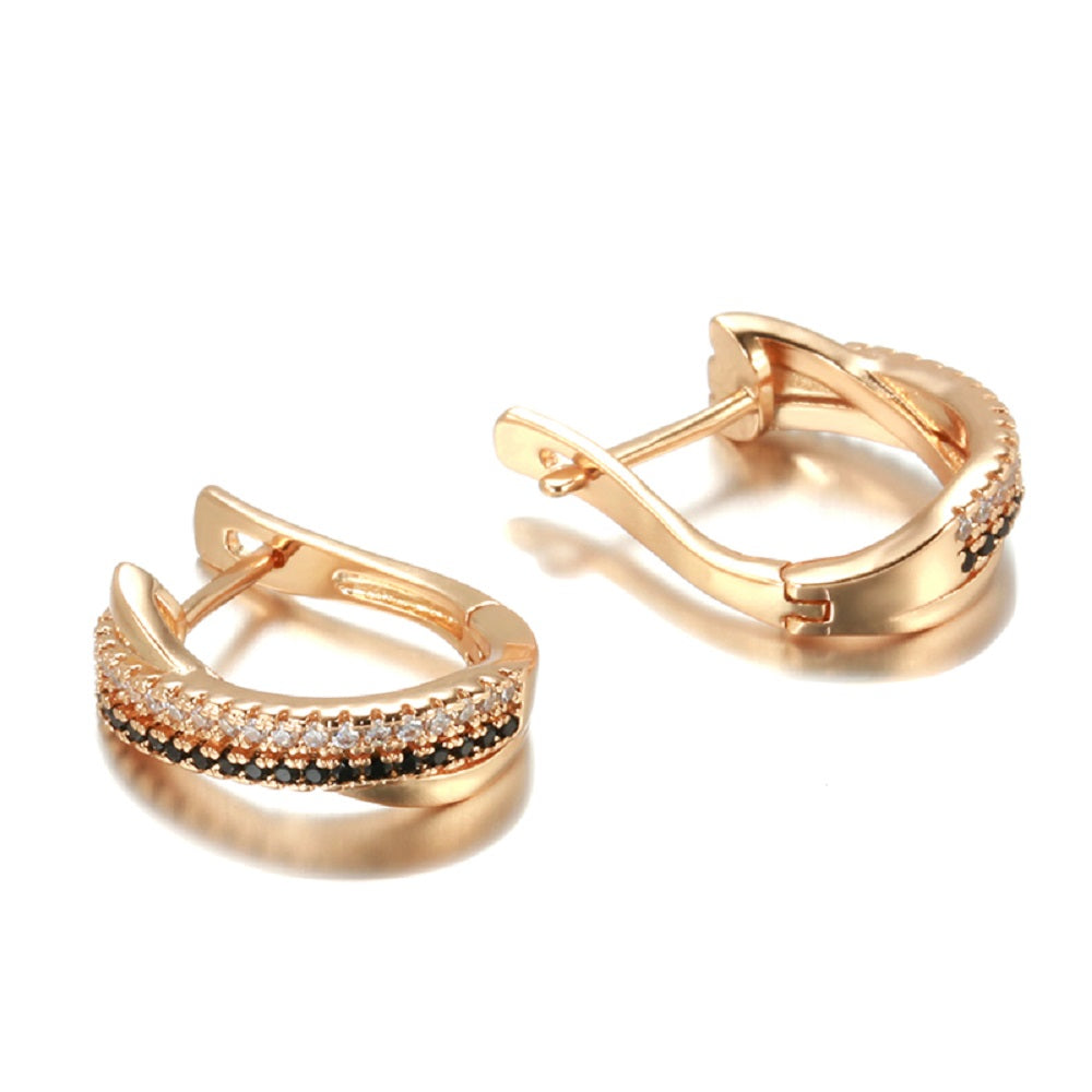 Damen Rose Gold U Form Kristalle Einlage Natürliche Schwarz Weiß Zirkon Clip Ohrringe | Shop Nory