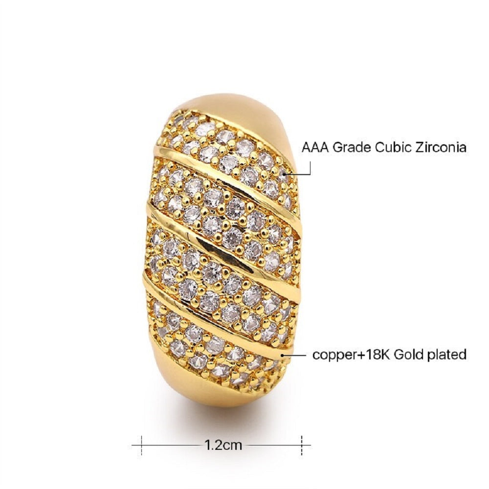 Damen 18k vergoldet 4 Reihen Kubikzirkonia Dicke Band Solide Ring | Shop Nory